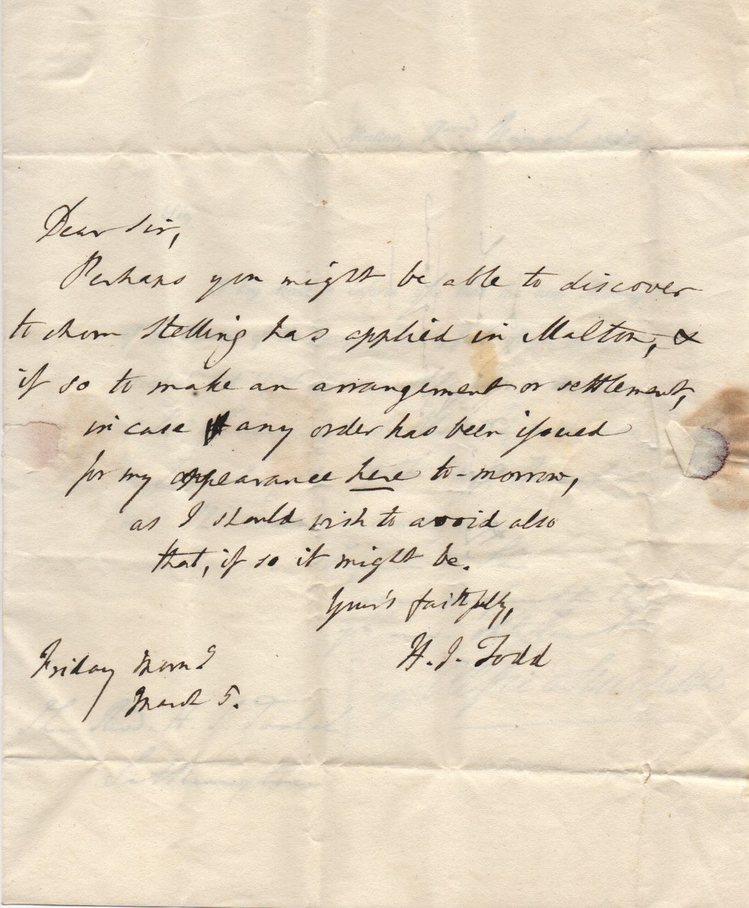 (Rev. Henry John, 1763-1845, from 1820 Rector of Settrington, East Yorkshire) — Sophie Dupré Autographs