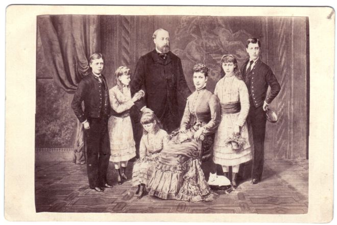 (1841-1910, King of Great Britain) & ALEXANDRA (of Denmark, 1844-1925, his Queen), their children ALBERT VICTOR (1864-1892) GEORGE V (1865-1936, King of Great Britain), & his sisters Princesses VICTORIA ALEXANDRA (1868-1935), LOUISE (1867-1931) and MAUD (1869-1938)] — Sophie Dupré Autographs