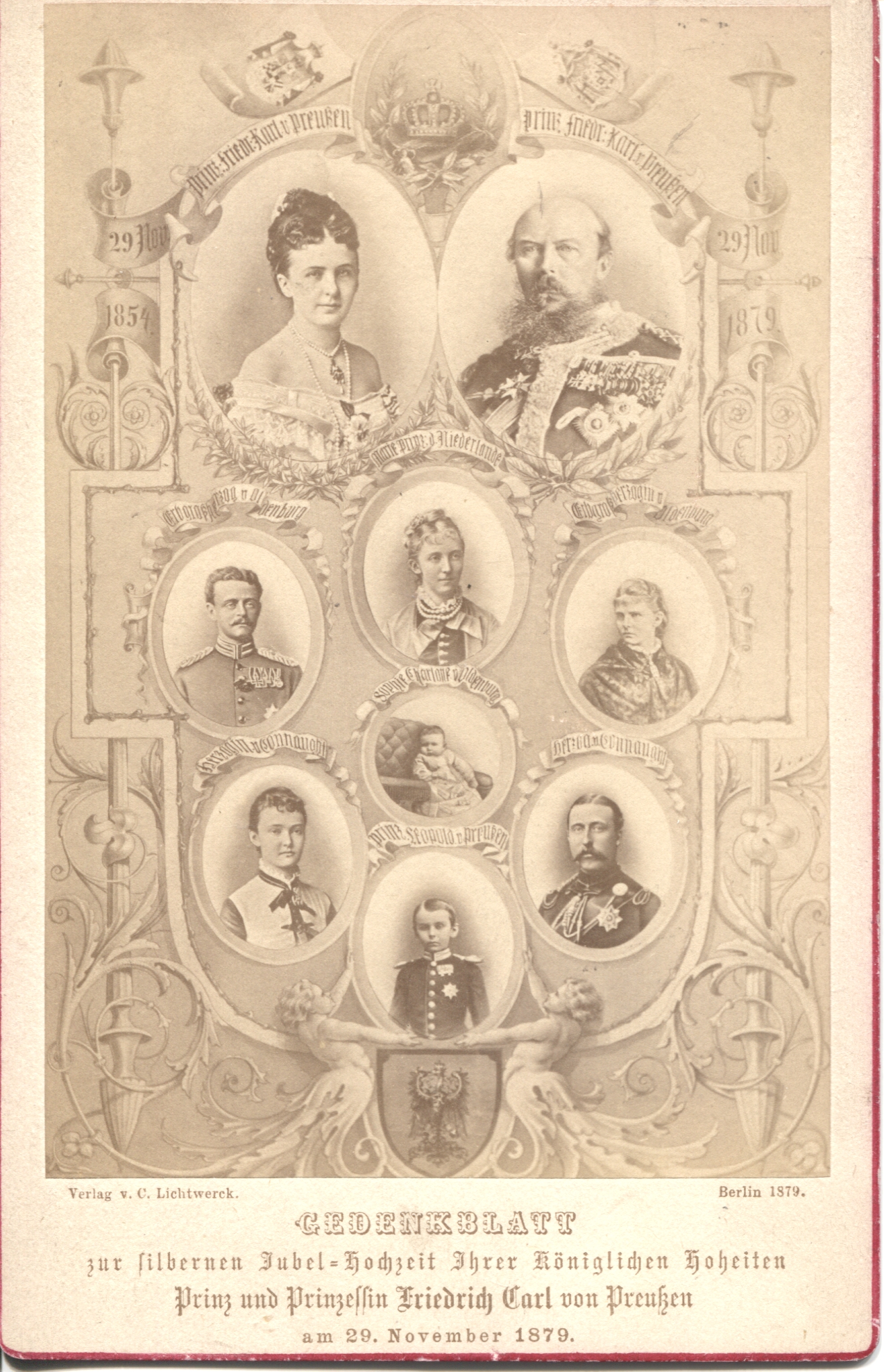 (Prince, 1828-1885, 'The Red Prince', nephew of Wilhelm I of Prussia and Germany)], his wife MARIA ANNA (1837-1906, youngest daughter of Leopold IV of Anhalt), children MARIE (1855-1888, wife of Prins Hendrik of the Netherlands, later of Prince Albert of Saxe-Altenburg), ELISABETH (1857-1895) with her husband FRIEDRICH AUGUST (1852-1931, later Grand Duke of Olderburg) and daughter SOPHIE CHARLOTTE (1879-1964, later wife of Prince Eitel Friedrich, 2nd son of Wilhelm II), LUISE MARGARETE (1860-1917) with her husband ARTHUR (1850-1942, Duke of Connaught), and LEOPOLD (1865-1931)] — Sophie Dupré Autographs