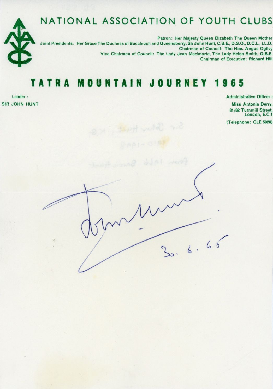 (John, Lord, 1910-1998, Leader of the First Successful Everest Expedition in 1953) — Sophie Dupré Autographs