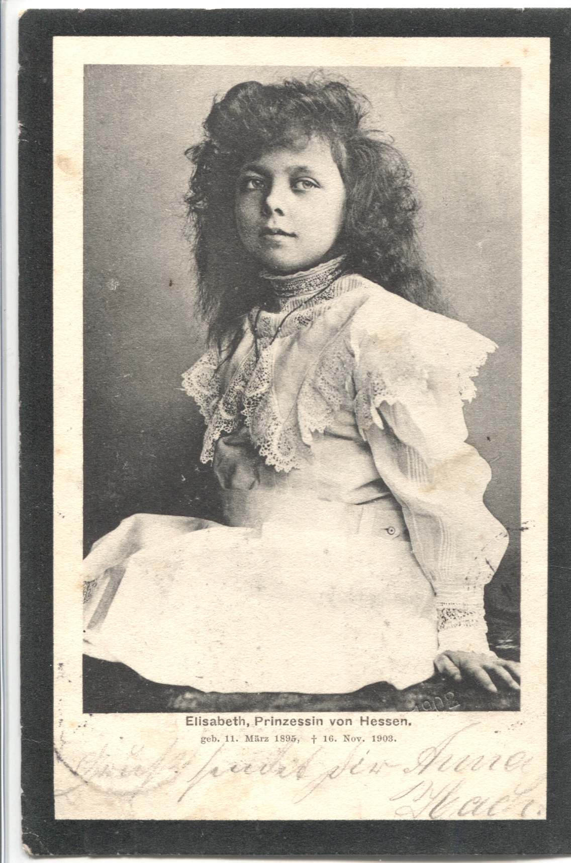 (1895-1903, only daughter of Ernst Ludwig, 1868-1937, last reigning Grand Duke of Hesse & By Rhine, 1892-1918, by his first wife, 1894-1901, Victoria Melita of Saxe-Coburg & Gotha, 1876-1936)] — Sophie Dupré Autographs