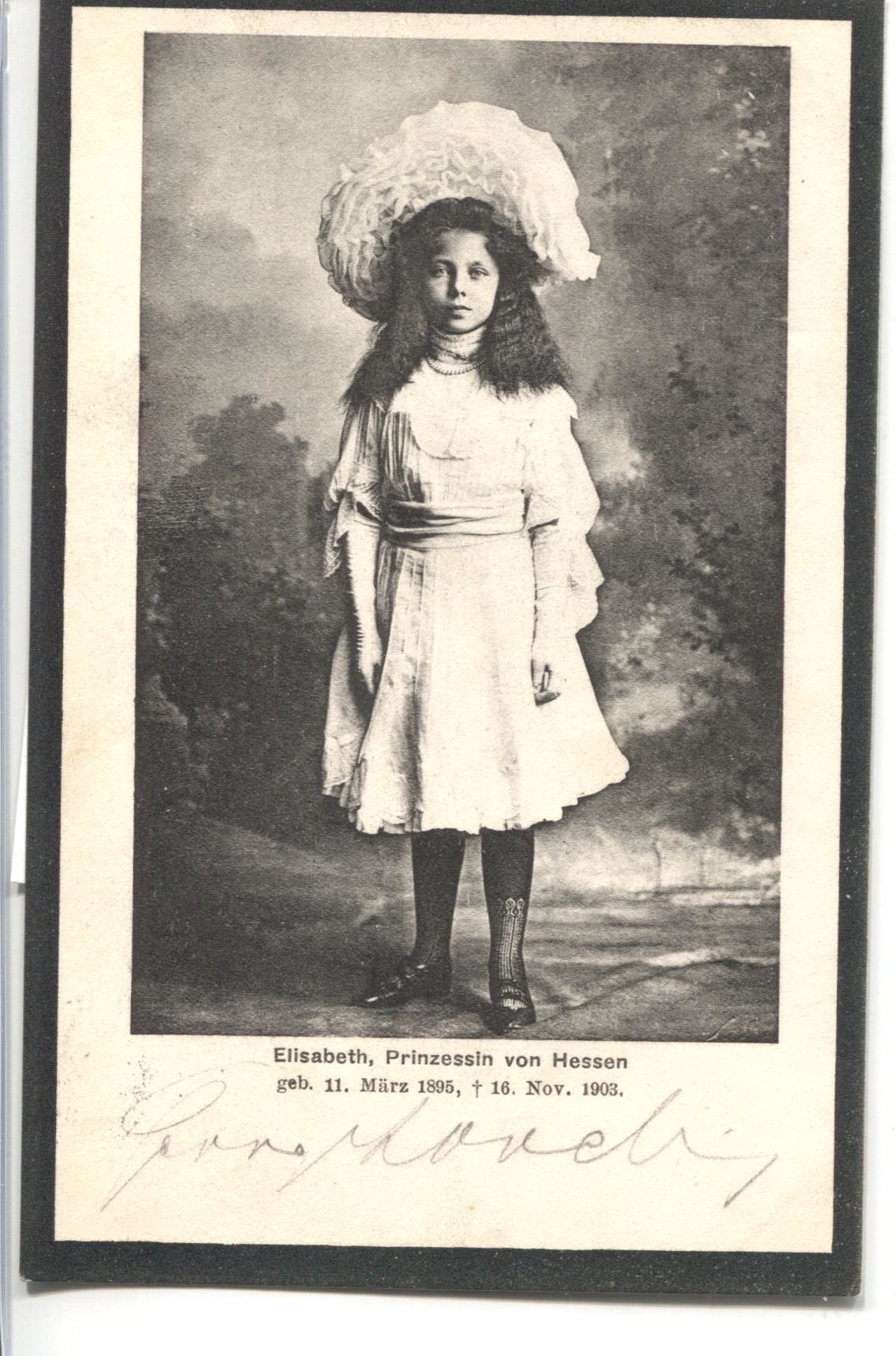 (1895-1903, only daughter of Ernst Ludwig, 1868-1937, last reigning Grand Duke of Hesse & By Rhine, 1892-1918, by his first wife, 1894-1901, Victoria Melita of Saxe-Coburg & Gotha, 1876-1936)] — Sophie Dupré Autographs