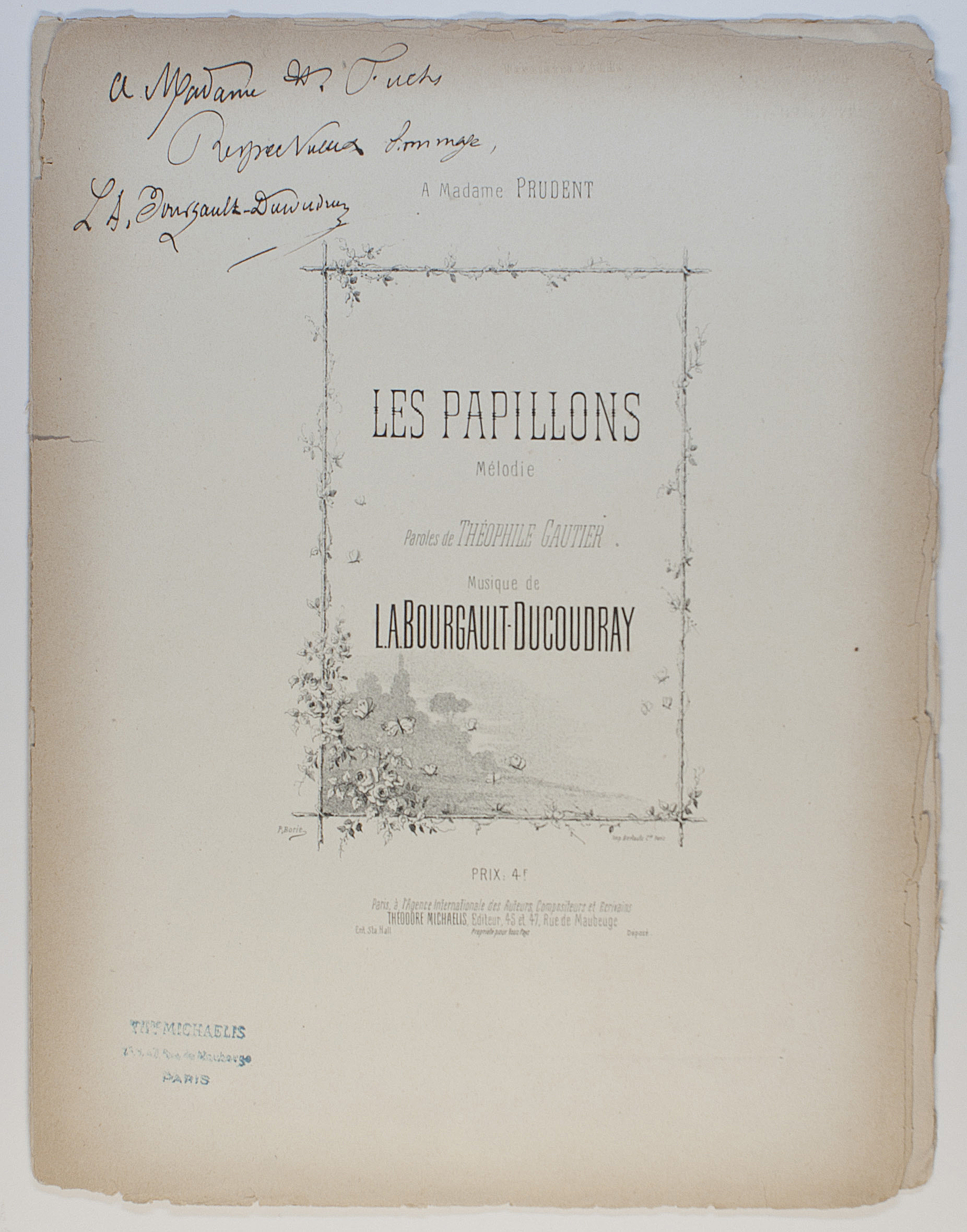 (Louis Albert, 1840-1910, Breton Composer & Scholar) — Sophie Dupré Autographs