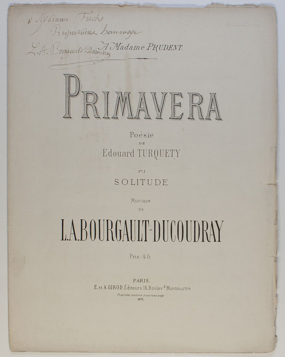 (Louis Albert, 1840-1910, Breton Composer & Scholar) — Sophie Dupré Autographs
