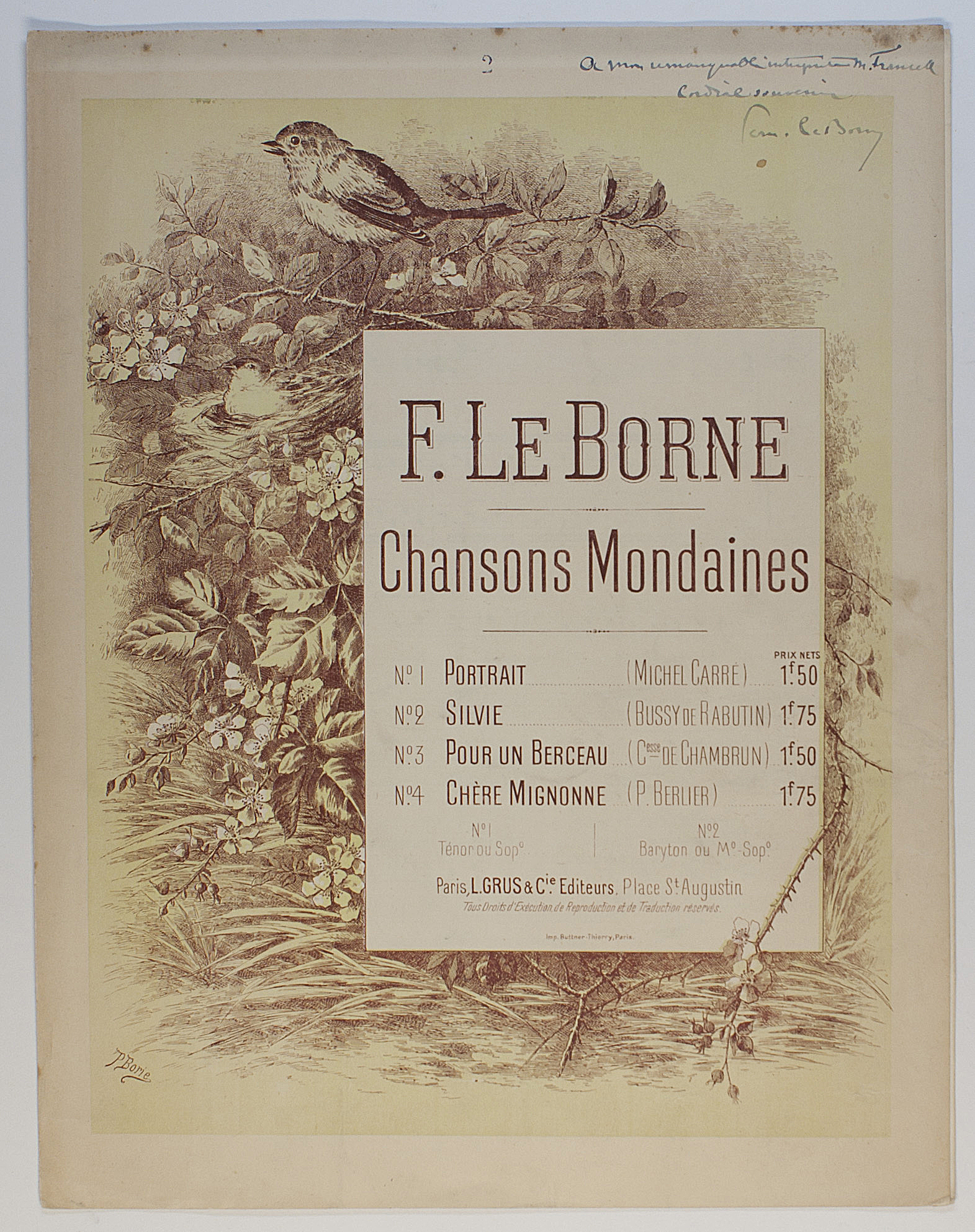 (Fernand, 1862-1929, Belgian Critic & Composer) — Sophie Dupré Autographs