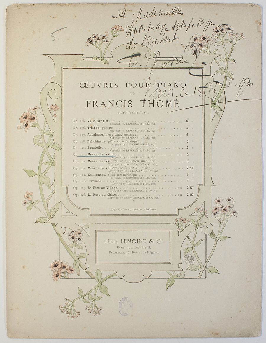 (Francis, 1850-1909, French Composer) — Sophie Dupré Autographs