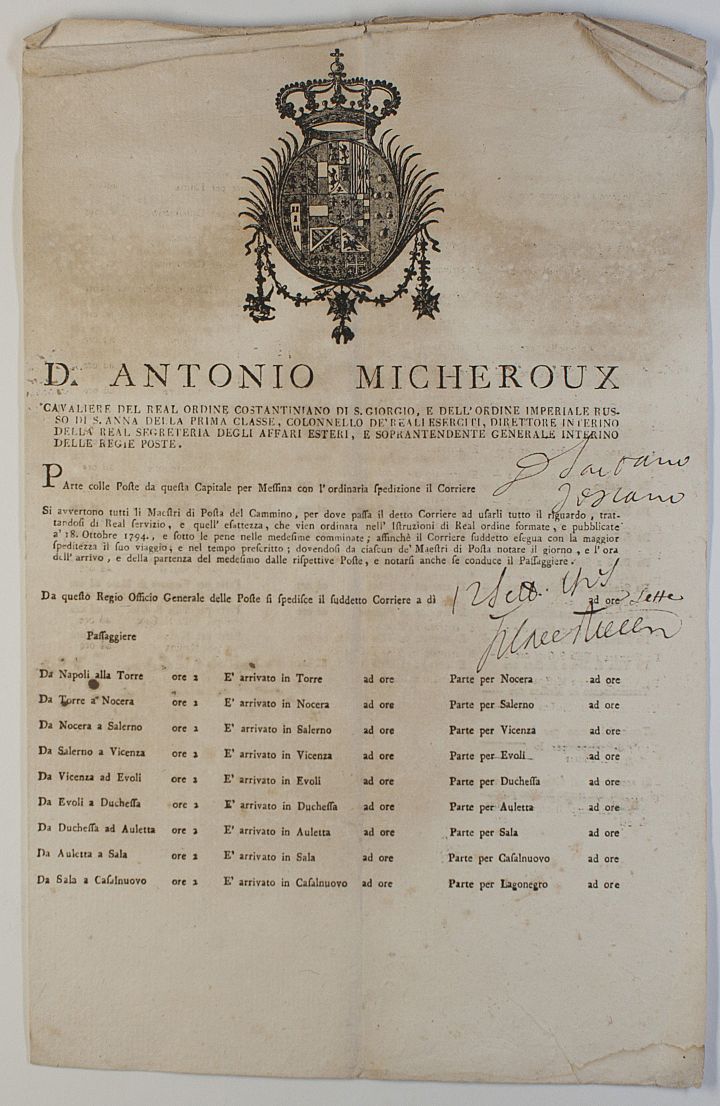 (Cavaliere D. Antonio, 1755-1805, Neapolitan Soldier and Diplomat)] — Sophie Dupré Autographs