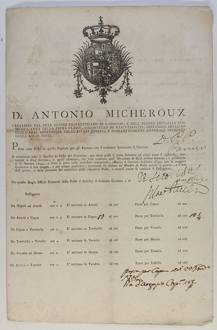 (Cavaliere D. Antonio, 1755-1805, Neapolitan Soldier and Diplomat)] — Sophie Dupré Autographs