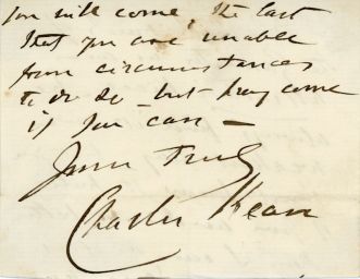 (Charles, 1811-1868, Shakespearean Actor) — Sophie Dupré Autographs