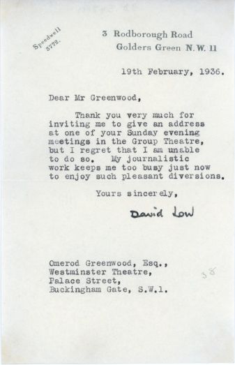 (Sir David, 1891-1963, Political Cartoonist) — Sophie Dupré Autographs