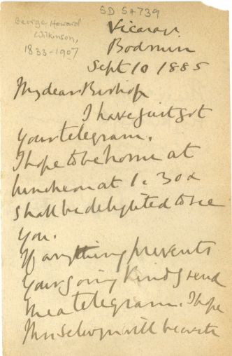 (George Howard, 1833-1907, from 1893 Bishop of St. Andrews, Dunkeld & Dunblane, Primus, 1904) — Sophie Dupré Autographs