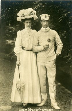 (Friedrich Viktor August Ernst, 1882-1951, Son of Kaiser Wilhelm II, Crown Prince of the German Empire & of Prussia, renounced the throne in 1918) and his wife, 1905, CECILIE (1886-1954, Daughter of Friedrich Franz III, Grand Duke of Mecklenburg-Schwerin)] — Sophie Dupré Autographs