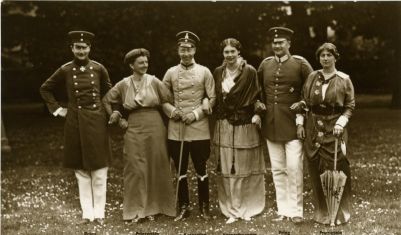 (Friedrich Viktor August Ernst, 1882-1951, S on of Kaiser Wilhelm II, Crown Prince of the German Empire & of Prussia, renounced the throne in 1918), his brothers EITEL FRIEDRICH (1883-1942) and AUGUST WILHELM (1887-1949), and their respective wives CECILIE (1886-1954, wife 1905, daughter of Friedrich Franz III, Grand Duke of Mecklenburg-Schwerin), SOPHIE CHARLOTTE (1879-1964, wife 1906-1926, daughter of Friedrich August, 1852-1931, from 1900 Grand Duke of Oldenburg) and ALEXANDRA VIKTORIA (1887-1957, wife 1908-1920, daughter of Friedrich Ferdinand, Duke of Schleswig Holstein Sonderburg Glücksburg)] — Sophie Dupré Autographs