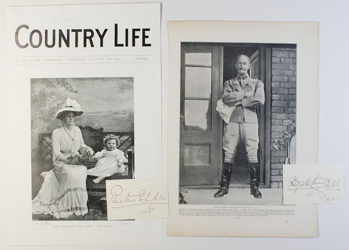 (Sir Reginald, 1849-1924, Lieutenant-General, M.P. for Bodmin 1910-1916) and his wife, 1901, Lady BEATRICE (1876-1952, née Butler, daughter of the 3rd Marquess of Ormonde) — Sophie Dupré Autographs