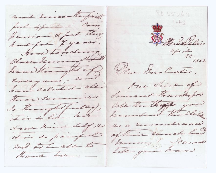 (1840-1901, Empress Frederick of Germany, wife of Frederick III, eldest child of Queen Victoria & mother of Kaiser Wilhelm II) — Sophie Dupré Autographs