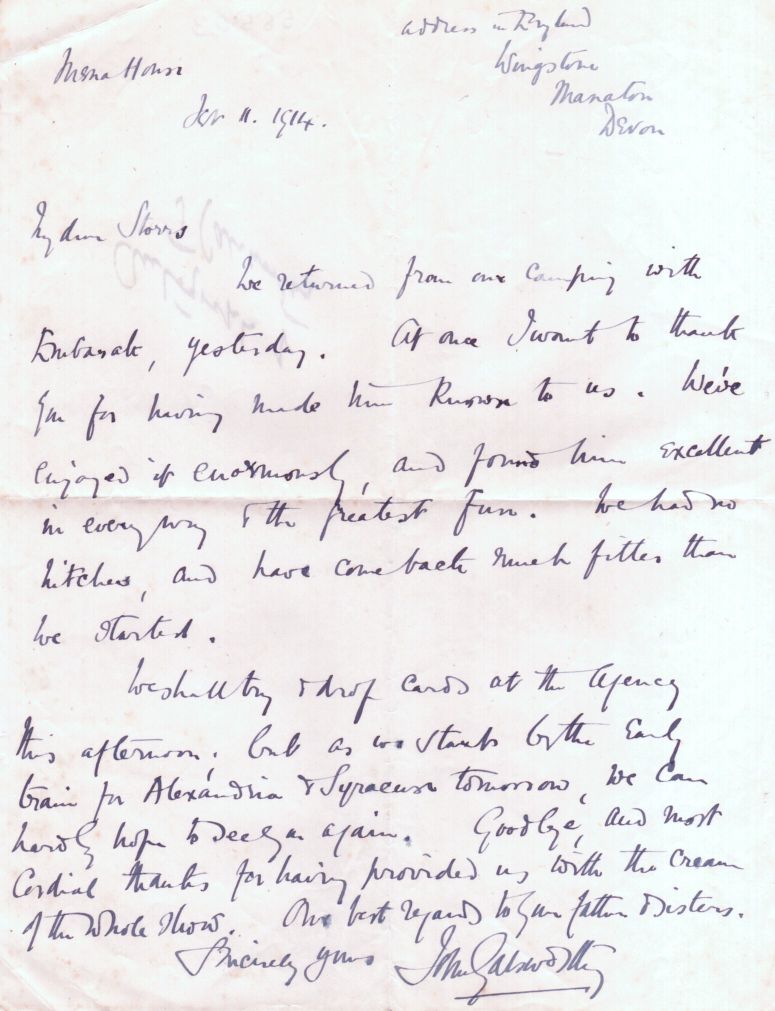 (John, 1867-1933, Author of 'The Forsyte Saga', Winner of the Nobel Prize for Literature) — Sophie Dupré Autographs