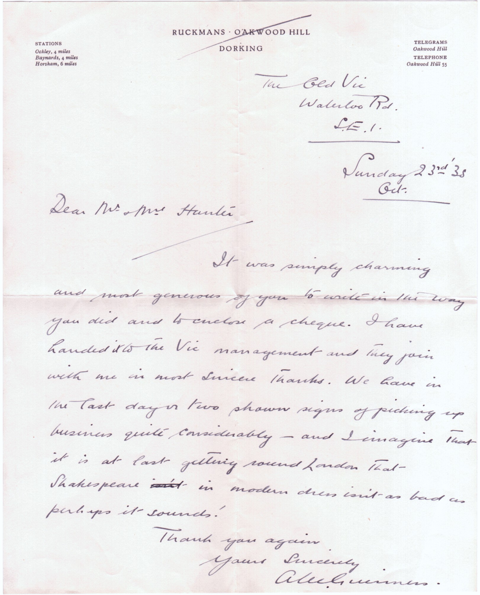 (Sir Alec, 1914-2000, Actor) — Sophie Dupré Autographs
