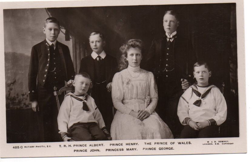(Prince, 1905-1919, Youngest Son of George V), his brothers EDWARD VIII (1894-1972), GEORGE VI (1895-1952), HENRY (1900-1974, Duke of Gloucester), GEORGE (1902-1942, Duke of Kent) and their sister MARY (1897-1965, Princess Royal, Countess of Harewood)] — Sophie Dupré Autographs