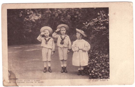 (1894-1972, King of Great Britain, Later the Duke of Windsor), his brother GEORGE VI (1895-1952) and their sister MARY (1897-1965, Princess Royal, Countess of Harewood)] — Sophie Dupré Autographs