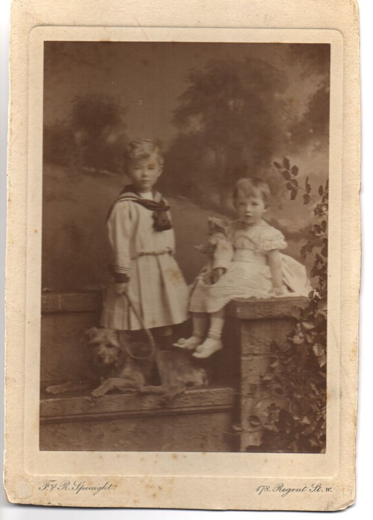 George Francis Hugh, 1895-1981, from 1927 2nd Marquess, grandson of  Mary Adelaide, cousin of Queen Mary, blind from birth) and his sister Lady MARY CAMBRIDGE (1897-1987, wife, 1923, of the 10th Duke of Beaufort)] — Sophie Dupré Autographs