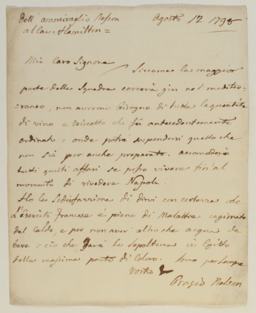 (Horatio, Viscount, 1758-1805, Admiral)] — Sophie Dupré Autographs