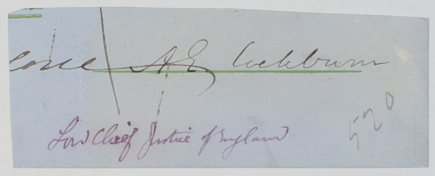 (Sir Alexander Edward, 1802-1880, Attorney General, Lord Chief Justice of England, from 1858 12th Baronet) — Sophie Dupré Autographs