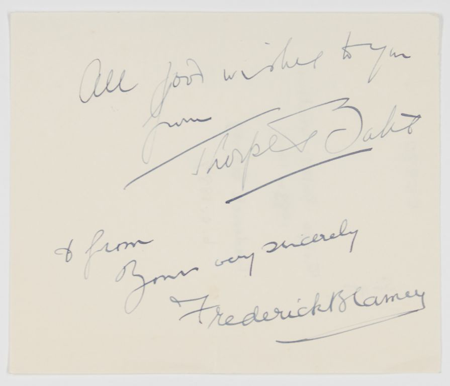 (Thorpe, 1883-1938, Baritone, and Frederick BLAMEY, b. c. 1887, Singer) — Sophie Dupré Autographs