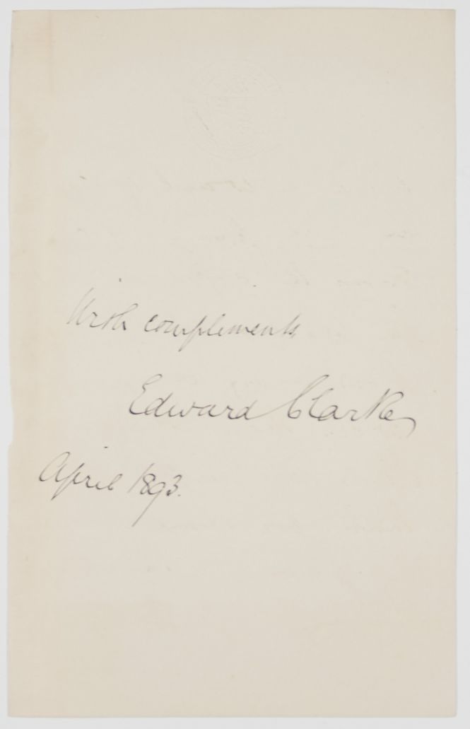 (Sir Edward George, 1841-1931, Lawyer and Politician) — Sophie Dupré Autographs