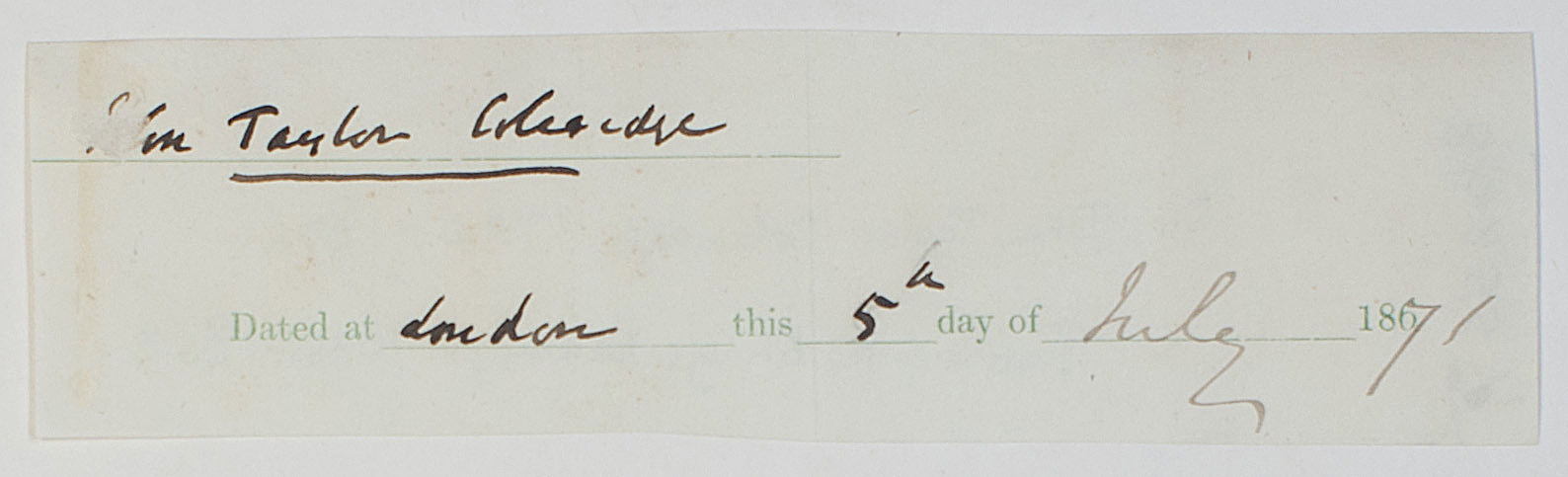 (Sir John Taylor, 1790-1876, Justice of the King's Bench, 1835-1858) — Sophie Dupré Autographs