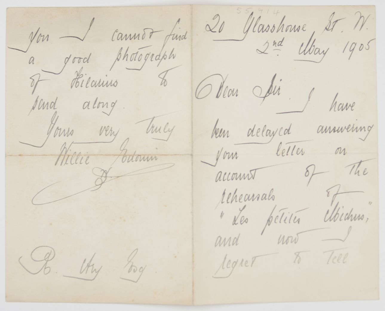 (Willie, 1846-1908, Comic Actor and Theatre Manager) — Sophie Dupré Autographs