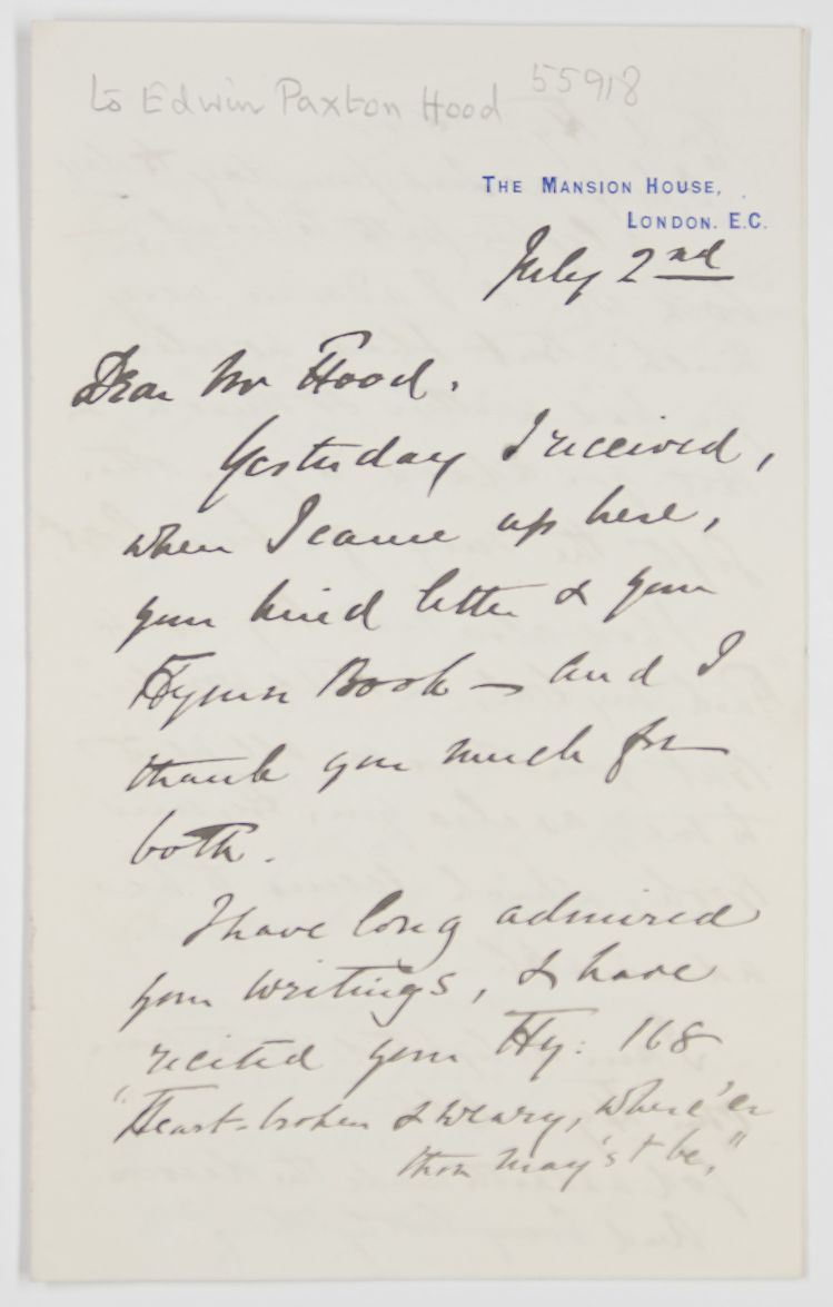 (James, 1830-1908, Canon of York, Preacher, Lecturer and Reciter) — Sophie Dupré Autographs