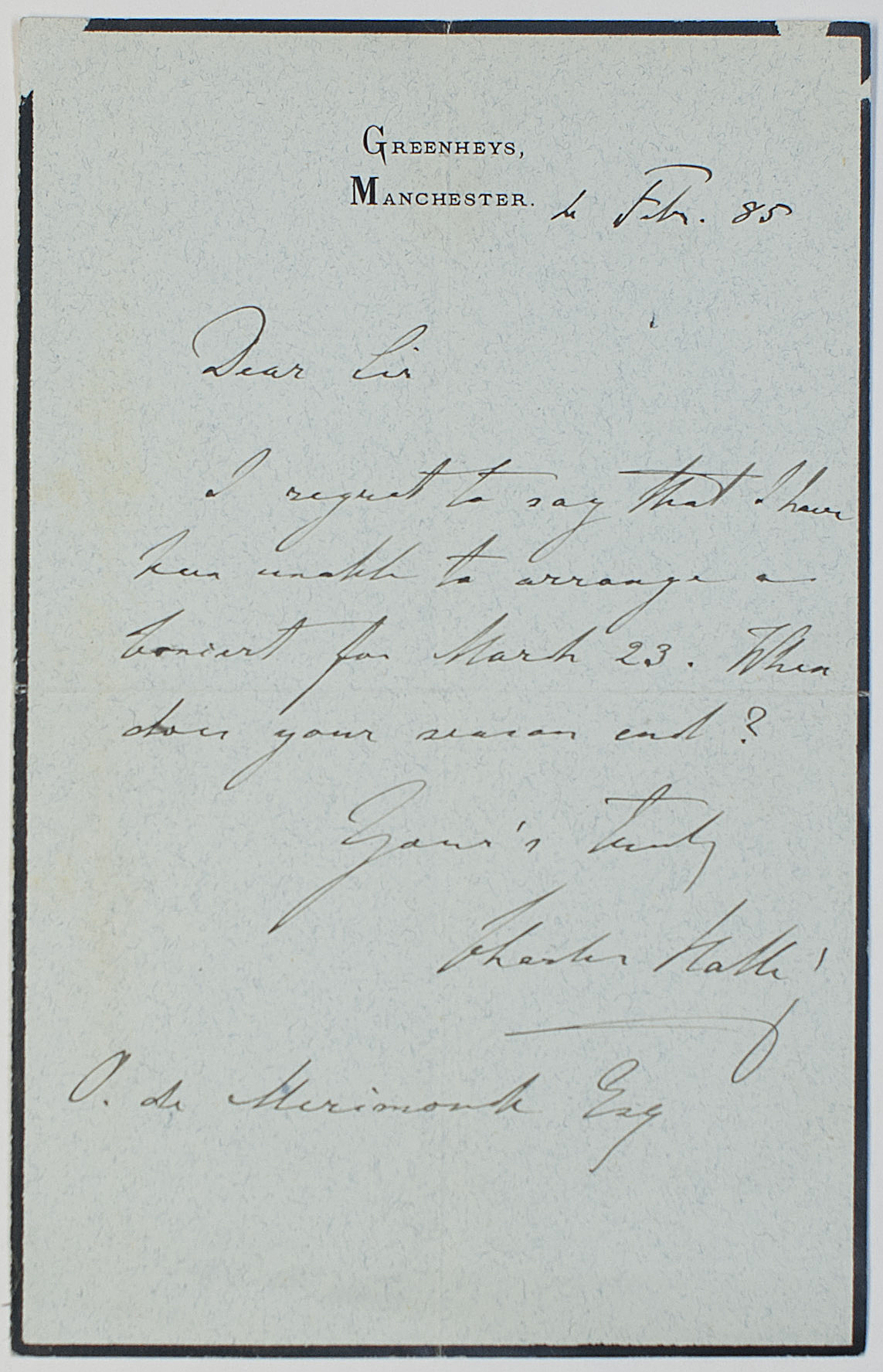 (Sir Charles, 1819-1895, Conductor, Founder of the Hallé Orchestra) — Sophie Dupré Autographs