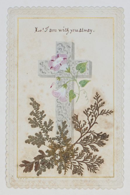 Hand painted Card in water-colour overlaid with real Fern, — Sophie Dupré Autographs