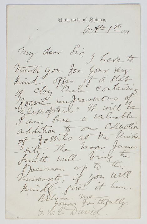 (Sir (Tannatt William) Edgeworth, 1858-1934, Professor of Geology at Sydney, 1891-1924, Antarctic Explorer) — Sophie Dupré Autographs