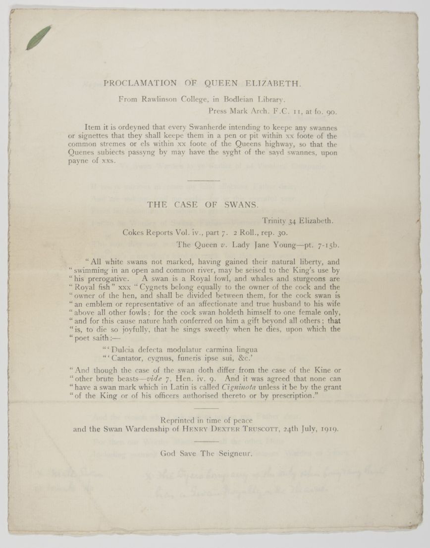 (Henry Dexter, 1861-1950, Swan Warden of the Vintners' Company, Master, 1922-1923)] — Sophie Dupré Autographs