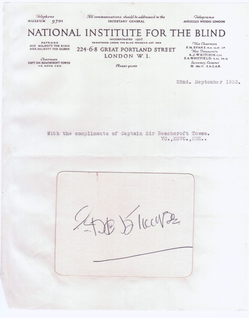 (Sir Ernest Beachcroft, 1864-1948, Soldier, Winner of the Victoria Cross) — Sophie Dupré Autographs