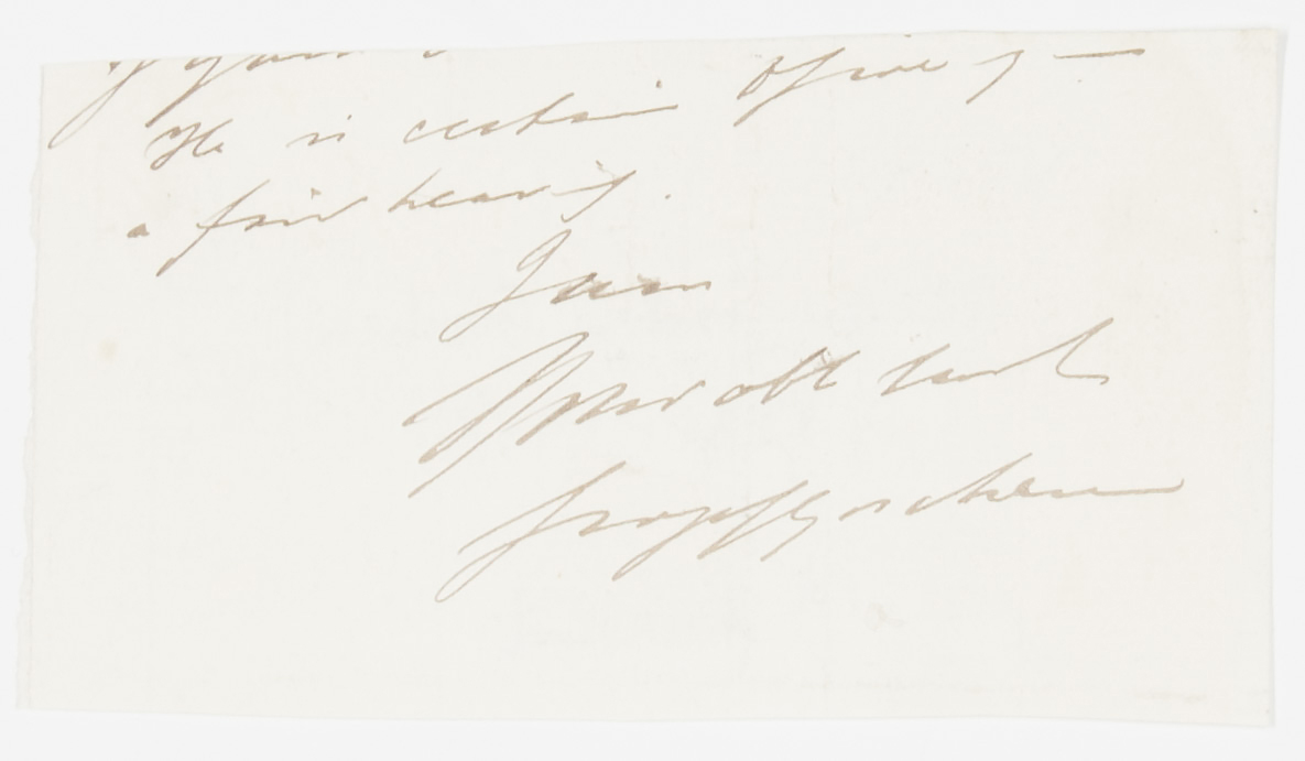 (George Joachim, 1831-1907, F.R.S., Chancellor of the Exchequer 1886-1892, from 1900 1st Viscount) — Sophie Dupré Autographs