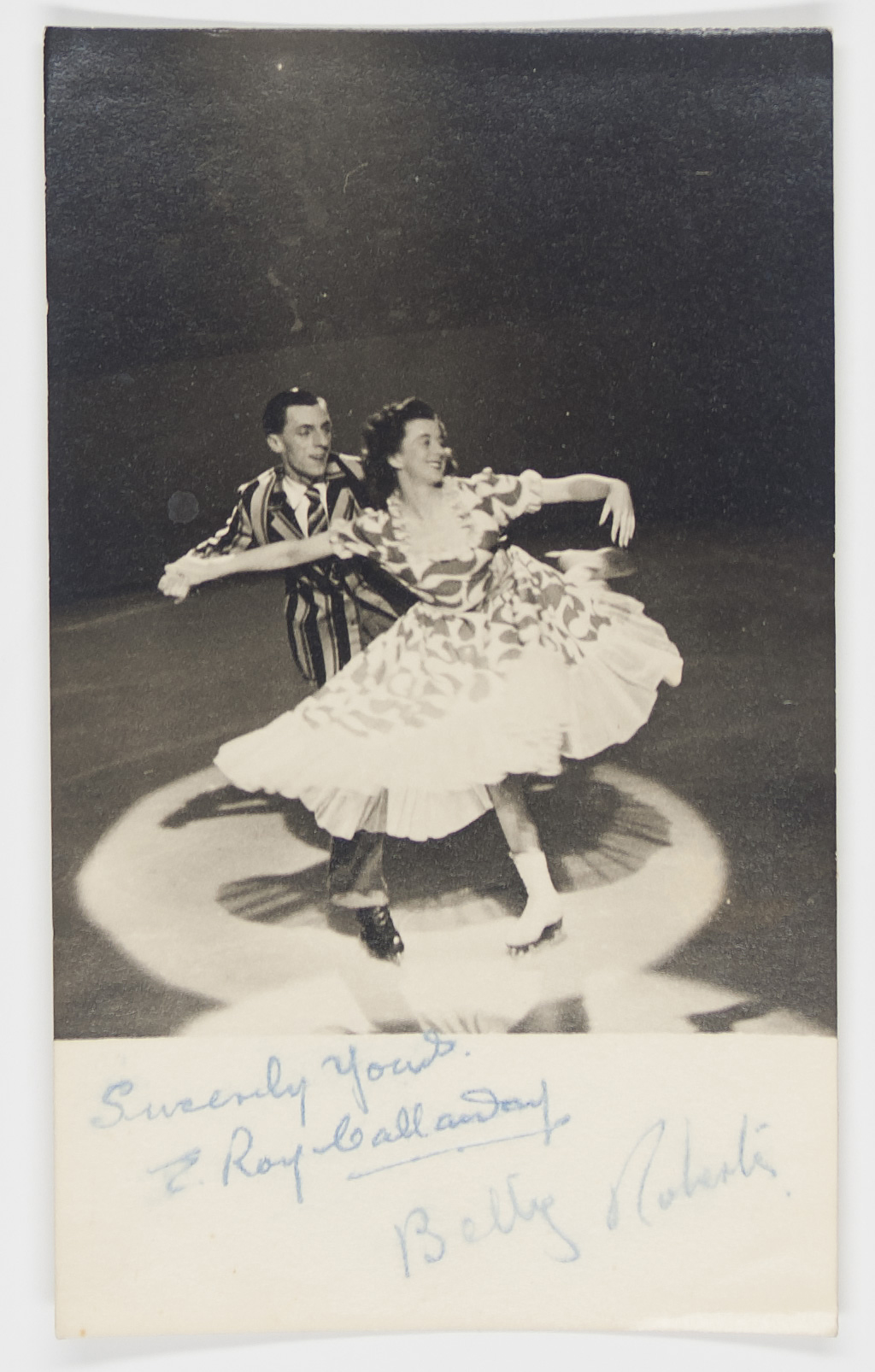 (Betty, née Roberts, 1928-2011, and her husband Ron CALLAWAY, 1917-2014, Ice Dancers) — Sophie Dupré Autographs