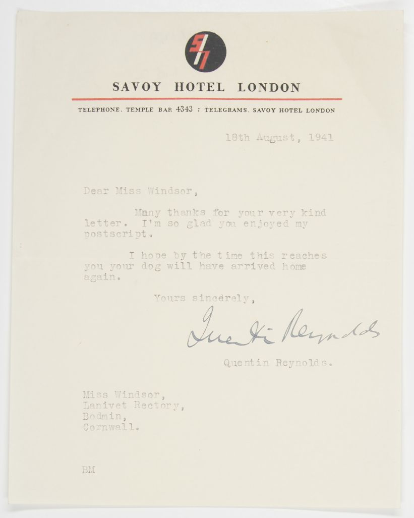 (Quentin, 1902-1965, American Journalist and WWII War Correspondent) — Sophie Dupré Autographs
