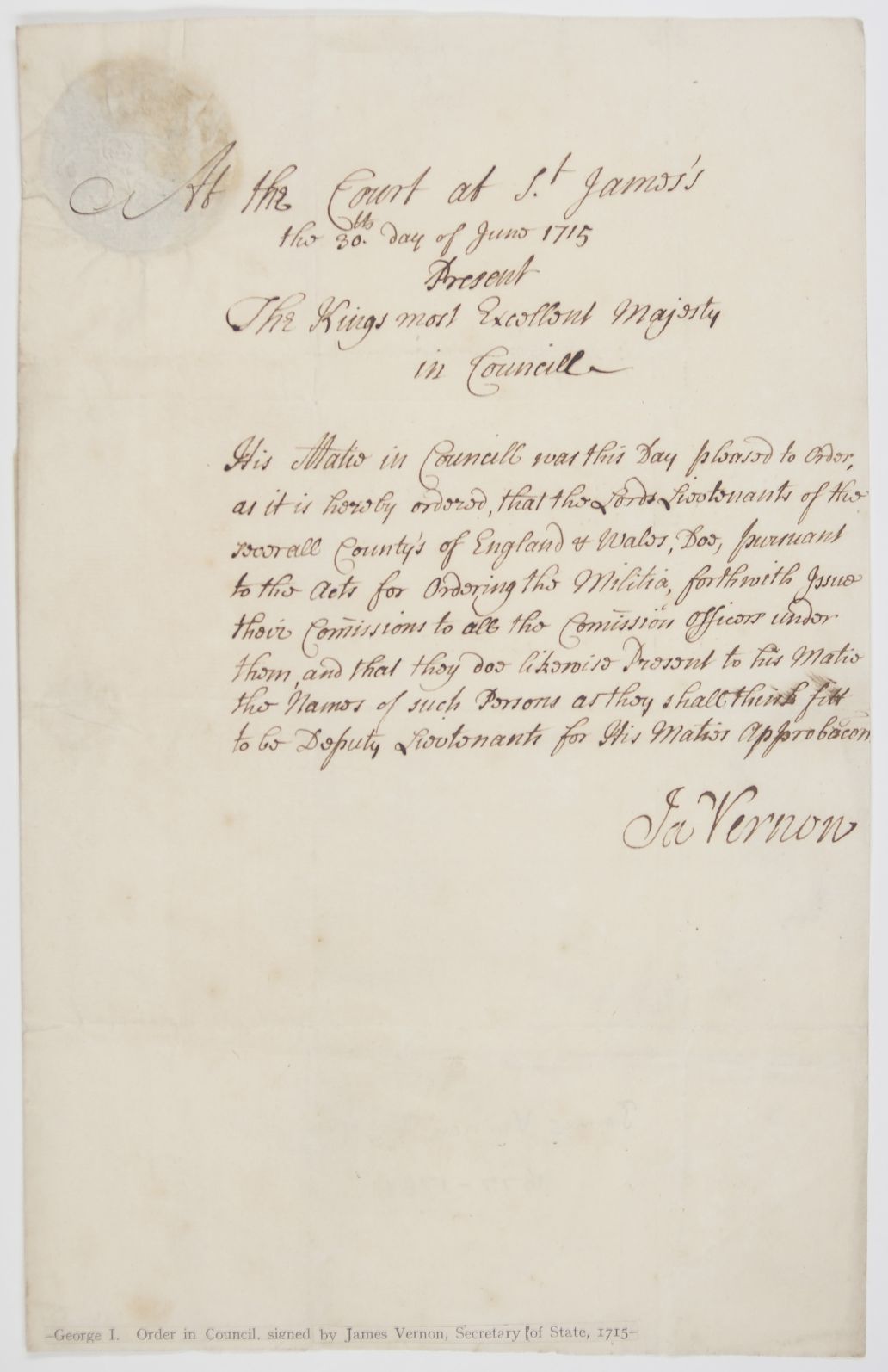 (James the younger, 1677-1756, Clerk Extraordinary, 1697, and from 1715 Clerk in Ordinary to the Council) — Sophie Dupré Autographs