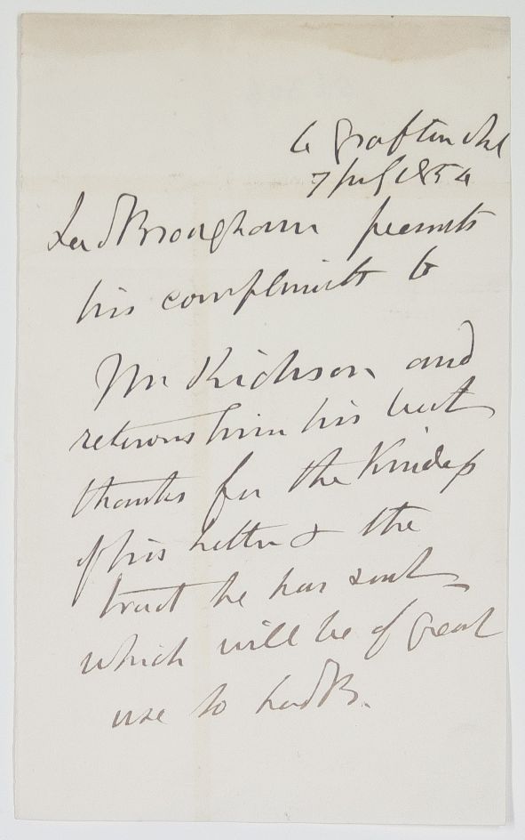 (Henry, 1778-1868, Anti-Slaver & Writer, Lord Chancellor 1830-1834, from 1830 Baron Brougham & Vaux) — Sophie Dupré Autographs