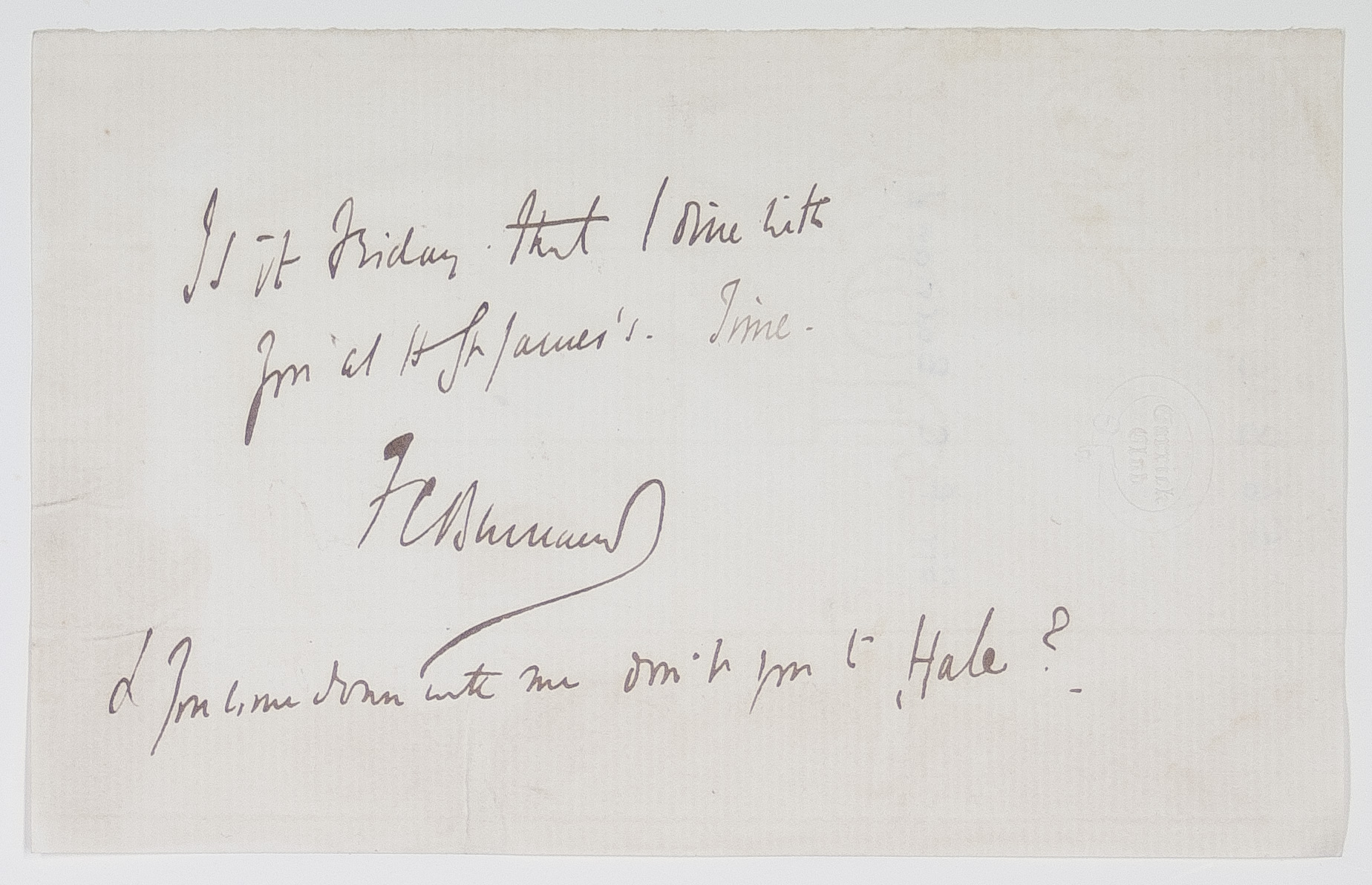 (Sir Francis Cowley, 1836-1917, Editor of 'Punch' 1881-1906) — Sophie Dupré Autographs