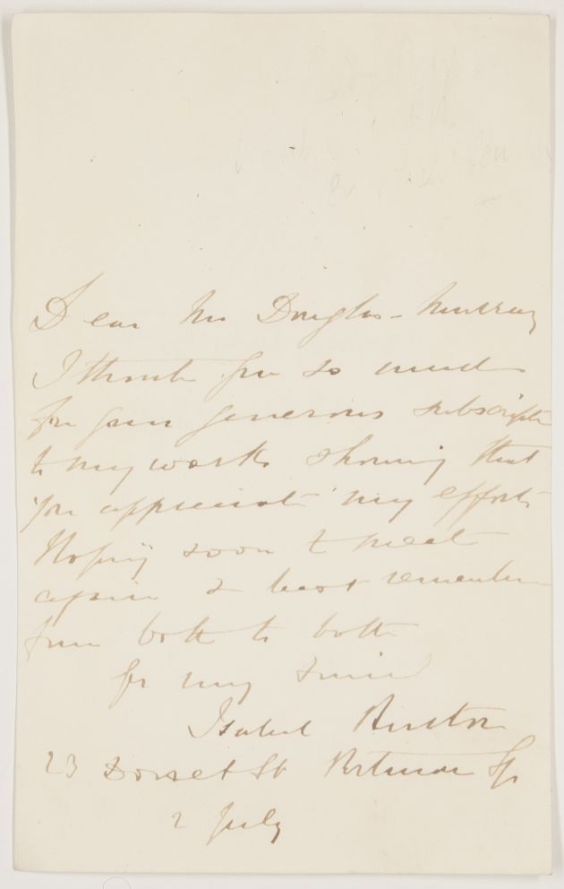 (Isabel, 1831-1896, née Arundell, Author & Traveller, wife, 1861, of Sir Richard Francis Burton the Explorer & Writer) — Sophie Dupré Autographs