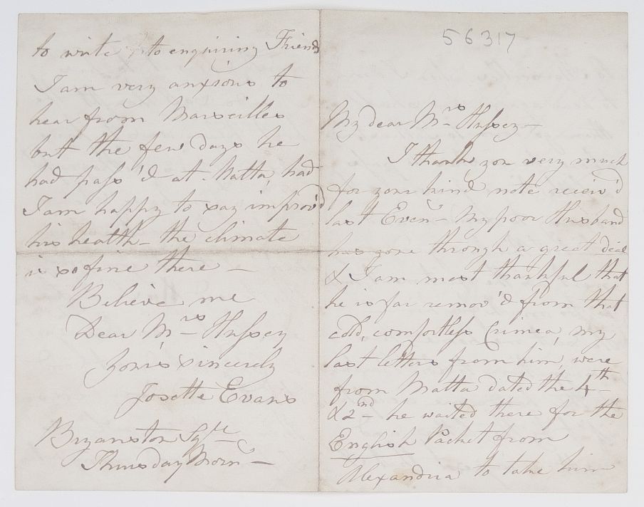(Josette, née Arbuthnot, wife, 1834, of Sir George de Lacy Evans, 1787-1870, General and M.P.) — Sophie Dupré Autographs