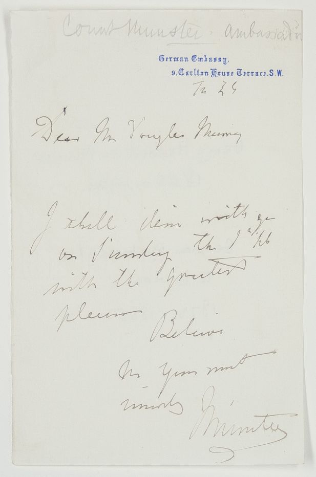 (Count Georg Herbert zu, 1820-1902, German Ambassador to London, 1873-1885) — Sophie Dupré Autographs