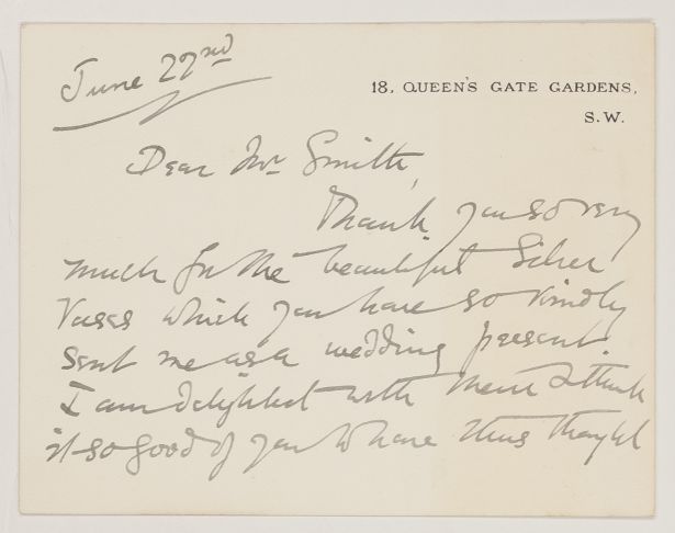 (Edith Henrietta, 1865-1944, Novelist, daughter of Henry Hartley Fowler, from 1908 1st Viscount Wolverhampton, and wife, 1903, of the Rev. William Robert Hamilton) — Sophie Dupré Autographs