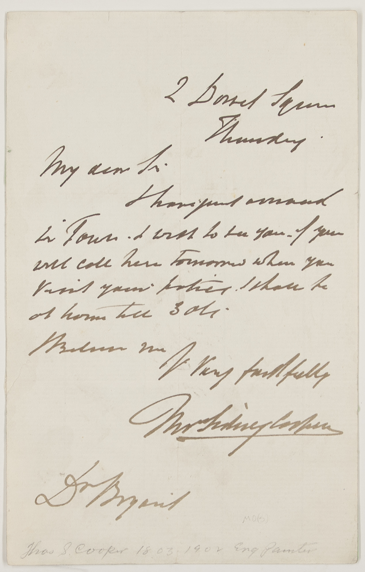 (Thomas Sidney, 1803-1902, R.A., Animal Painter) — Sophie Dupré Autographs
