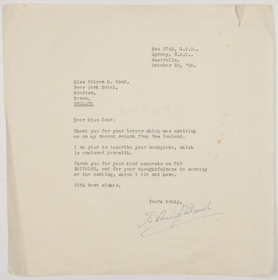 (D'Arcy, 1917-1967, Australian Novelist and Short-Story Writer) — Sophie Dupré Autographs