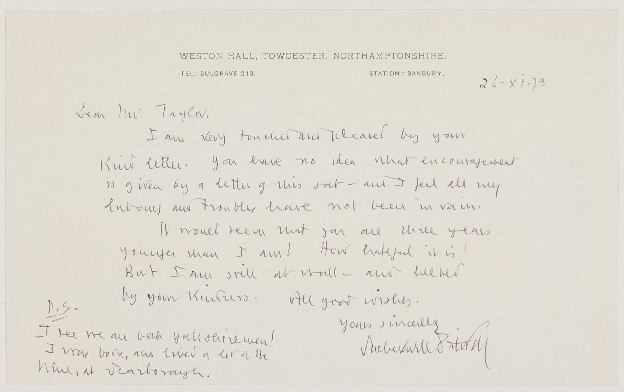 (Sir Sacheverell, 1897-1980, Poet and Writer on the Arts, from 1969 6th Baronet) — Sophie Dupré Autographs