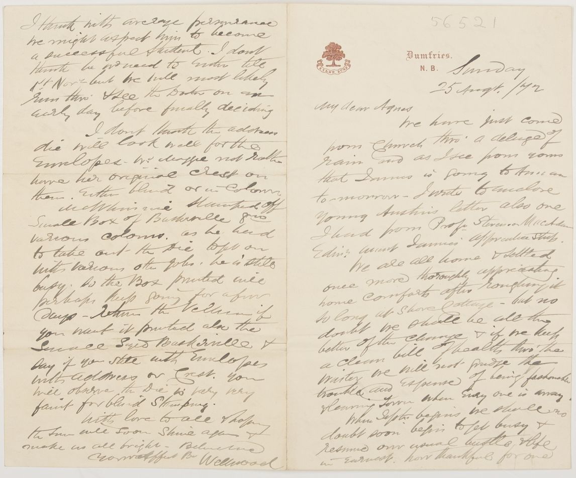 (Wellwood, b. 1829, of Dumfries, Bookseller) — Sophie Dupré Autographs